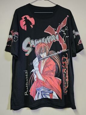 Rurouni Kenshin Battousai AOP T-Shirt - Samurai X All Over Print Anime - Size L